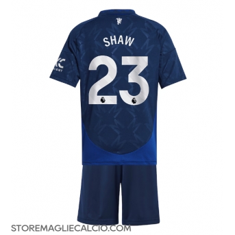 Manchester United Luke Shaw #23 Maglia Gara Trasferta Repliche 2024-25 Bambino